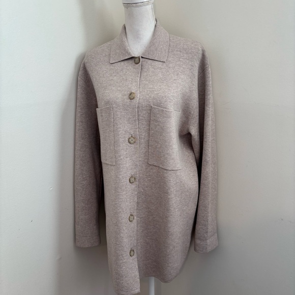 Aritzia Society Shirt Jacket In Heather Oatmeal Size S - Picture 3 of 11
